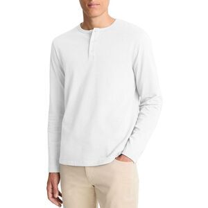 Vince Mens Garment Dye Cotton Long-Sleeve Henley Shirt X-Large White - NWT $110